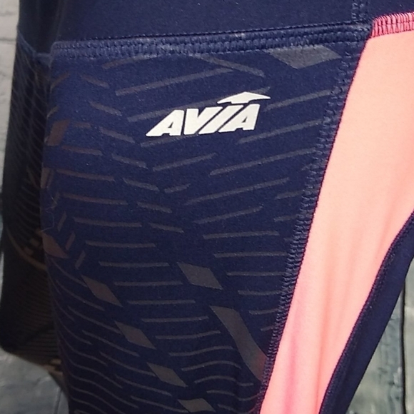 AVIVA Womens Large Navy Blue Coral Pink Athletic Leggings Yoga Athleisure - Picture 6 of 10